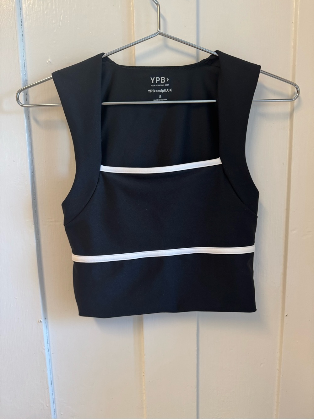 Abercrombie & Fitch Black Crop Tank with White Piping